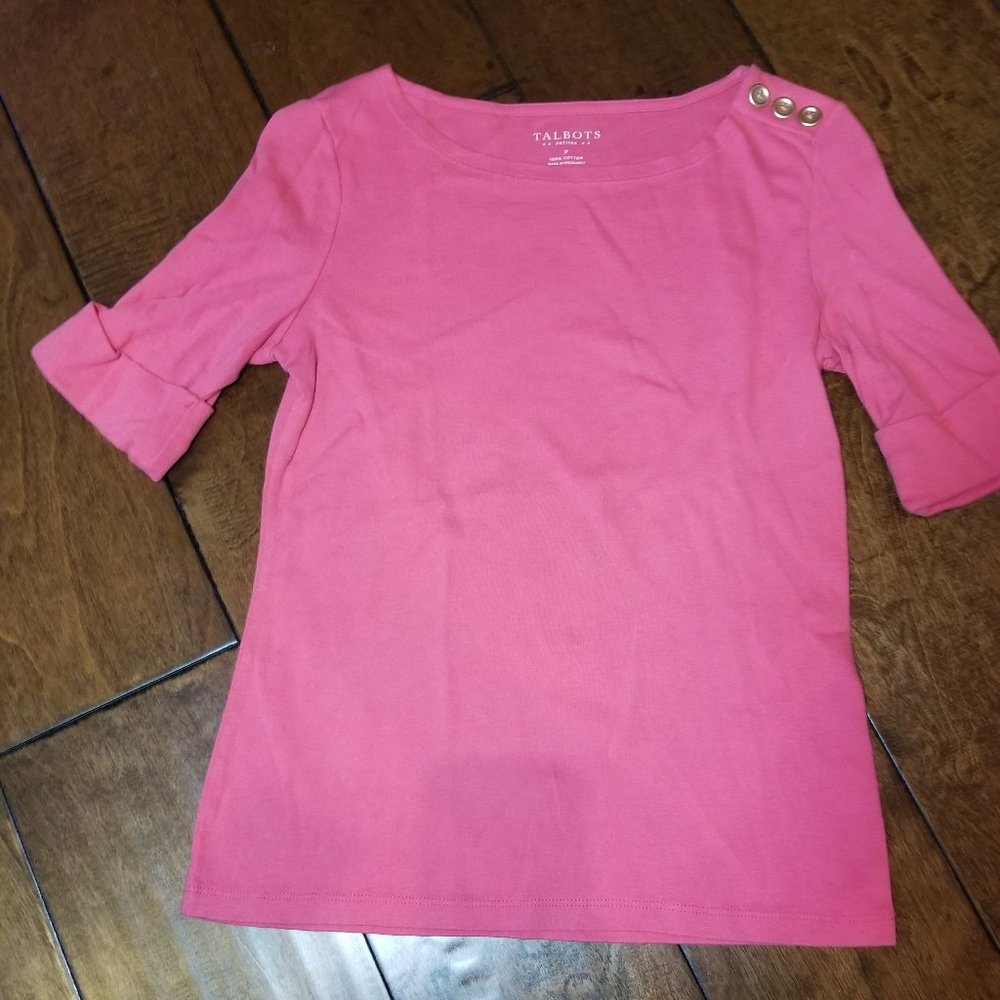 Talbots knit shirt pink petite